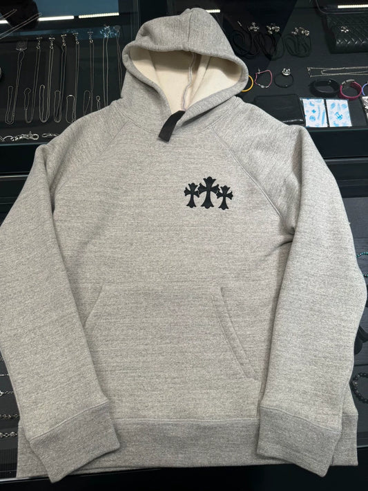 Chrome Hearts Gray CH Embroidered Hoodie-yf