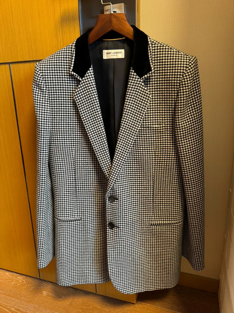 Saint Laurent Wool Blazer with Velvet Collar