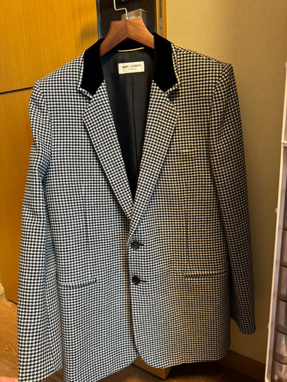 Saint Laurent Wool Blazer with Velvet Collar