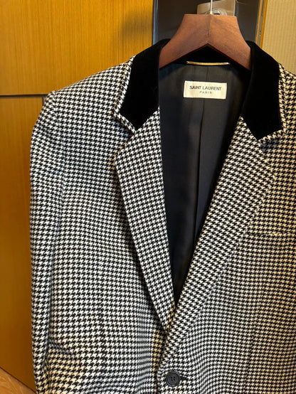 Saint Laurent Wool Blazer with Velvet Collar