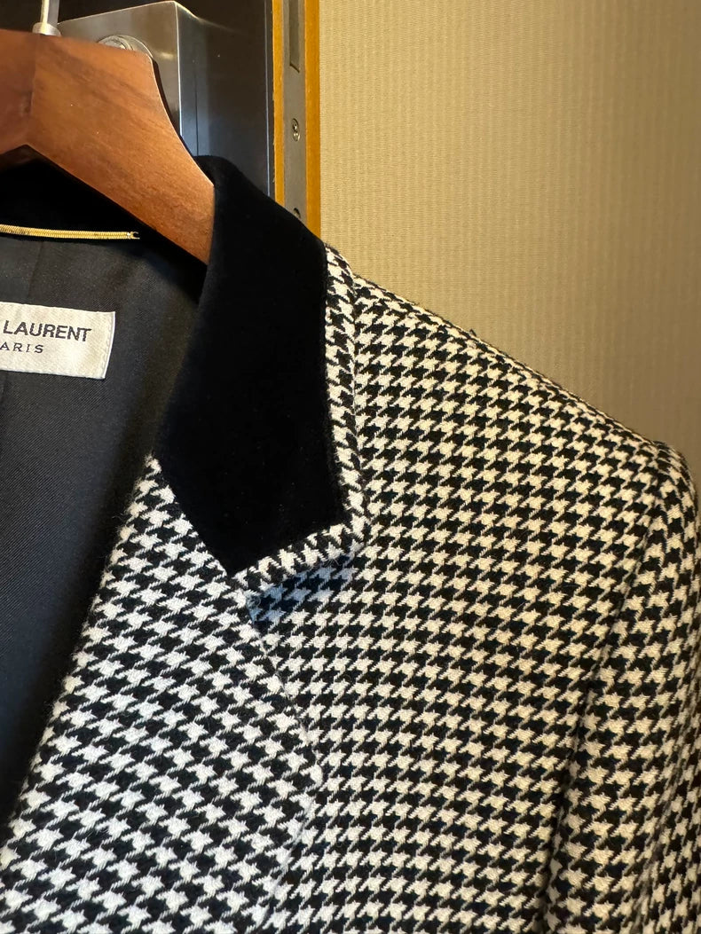 Saint Laurent Wool Blazer with Velvet Collar