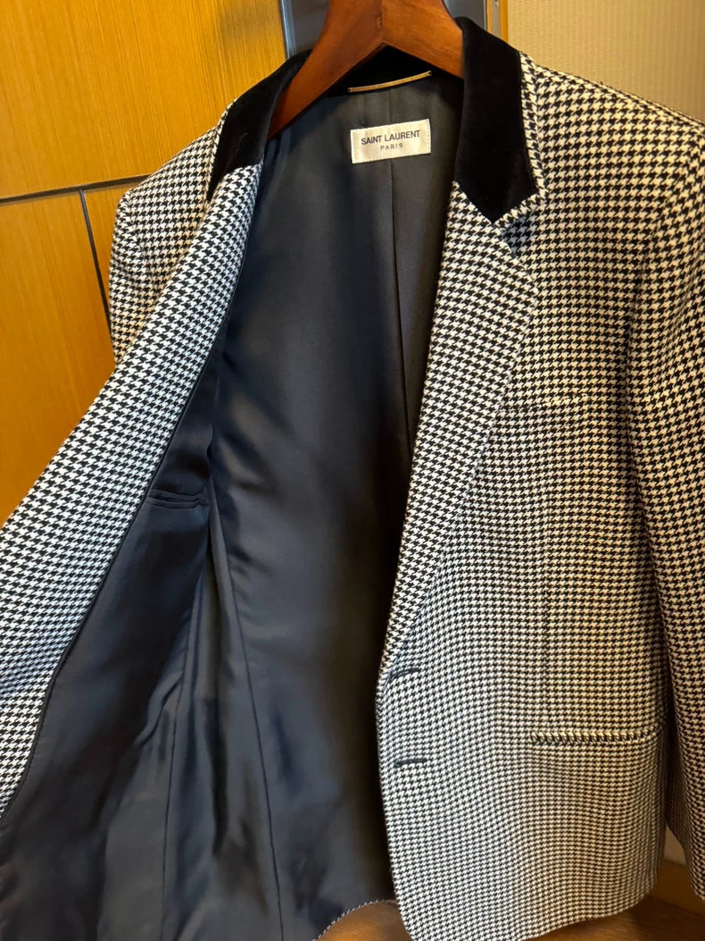 Saint Laurent Wool Blazer with Velvet Collar