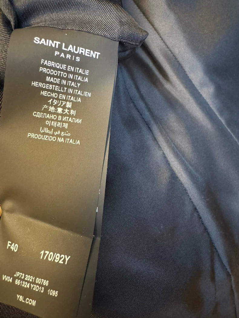 Saint Laurent Wool Blazer with Velvet Collar