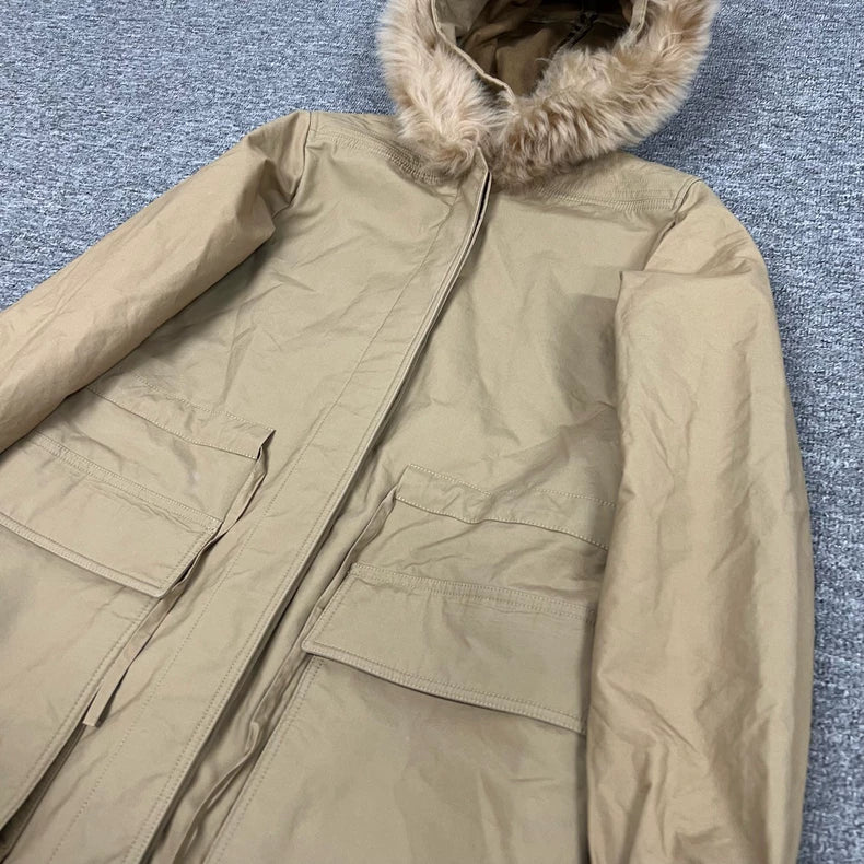 Celine Long Hooded Parka with Fur Trim