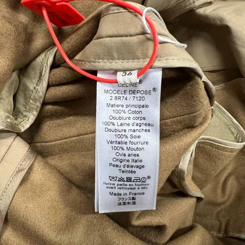 Celine Long Hooded Parka with Fur Trim