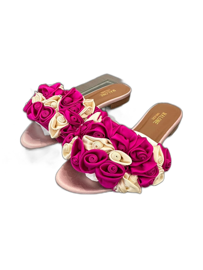 Pink Floral Slide Sandals