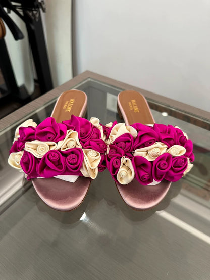 Pink Floral Slide Sandals