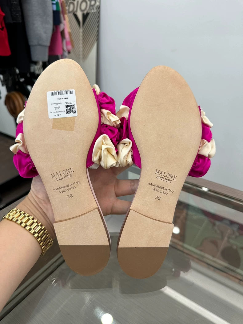 Pink Floral Slide Sandals