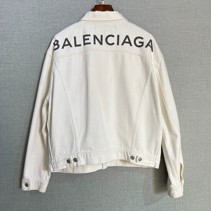 Balenciaga White Logo Denim Jacket