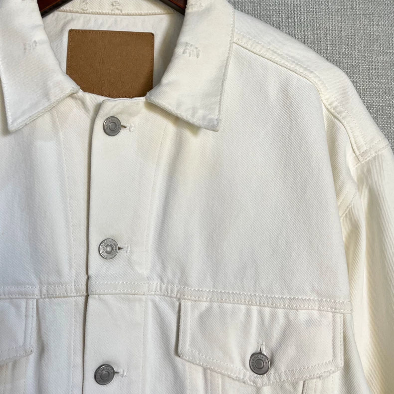 Balenciaga White Logo Denim Jacket