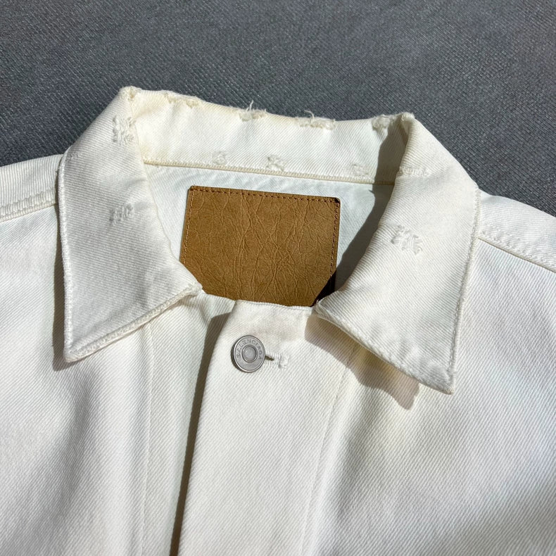 Balenciaga White Logo Denim Jacket