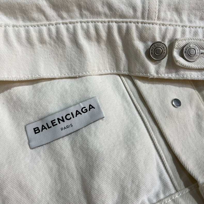 Balenciaga White Logo Denim Jacket