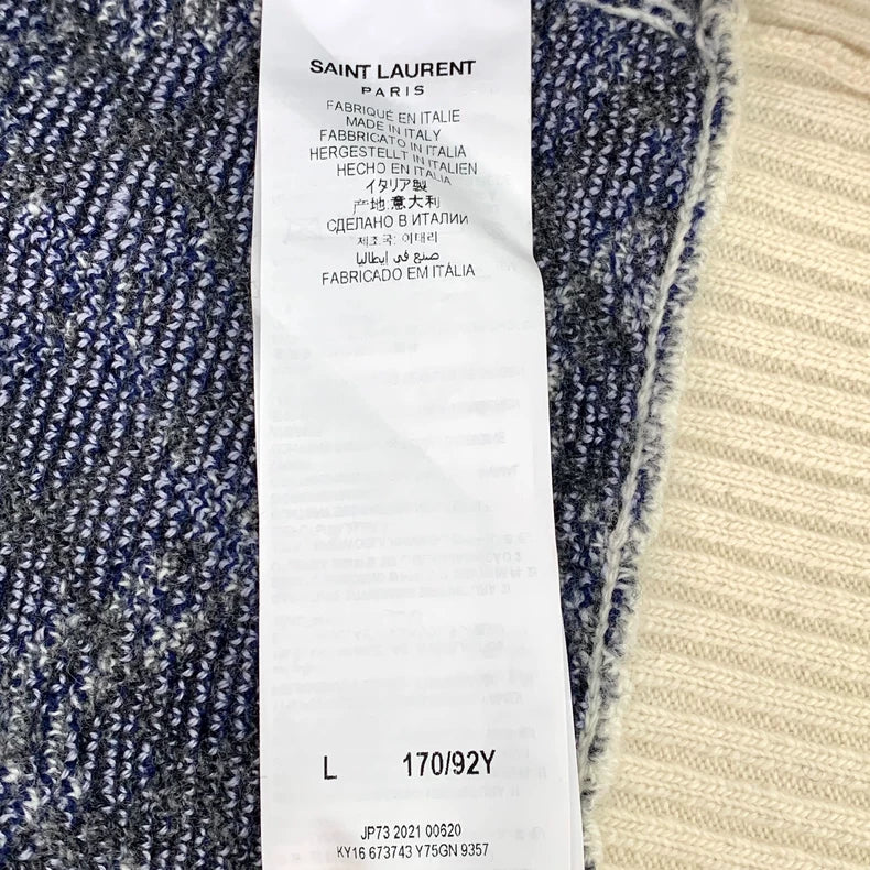 Saint Laurent Color Block Wool Cardigan