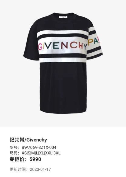 Givenchy Embroidered Color Logo Short-Sleeve T-Shirt