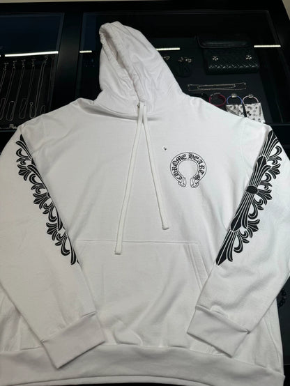 Chrome Hearts White Horseshoe Hoodie-yf