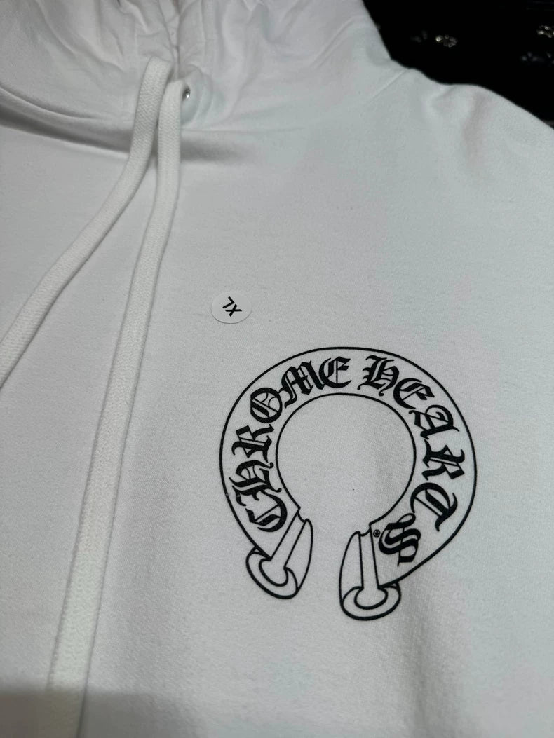Chrome Hearts White Horseshoe Hoodie-yf