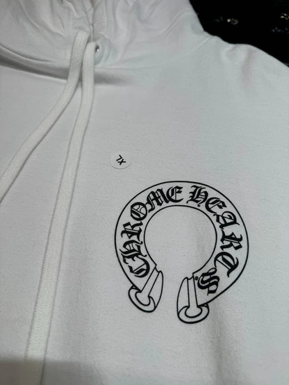 Chrome Hearts White Horseshoe Hoodie-yf