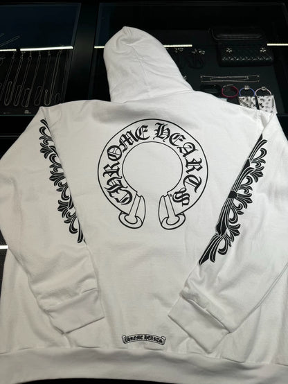 Chrome Hearts White Horseshoe Hoodie-yf