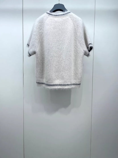 Dior Mohair Logo Short Sleeve Top