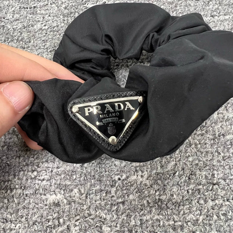Prada Triangle Logo Nylon Hair Tie