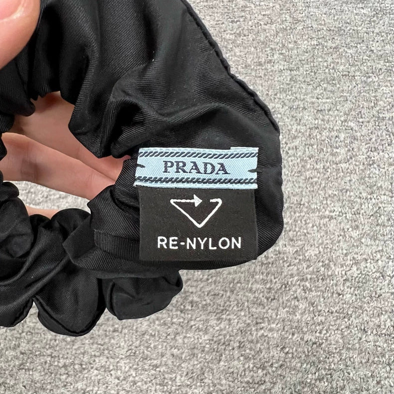 Prada Triangle Logo Nylon Hair Tie