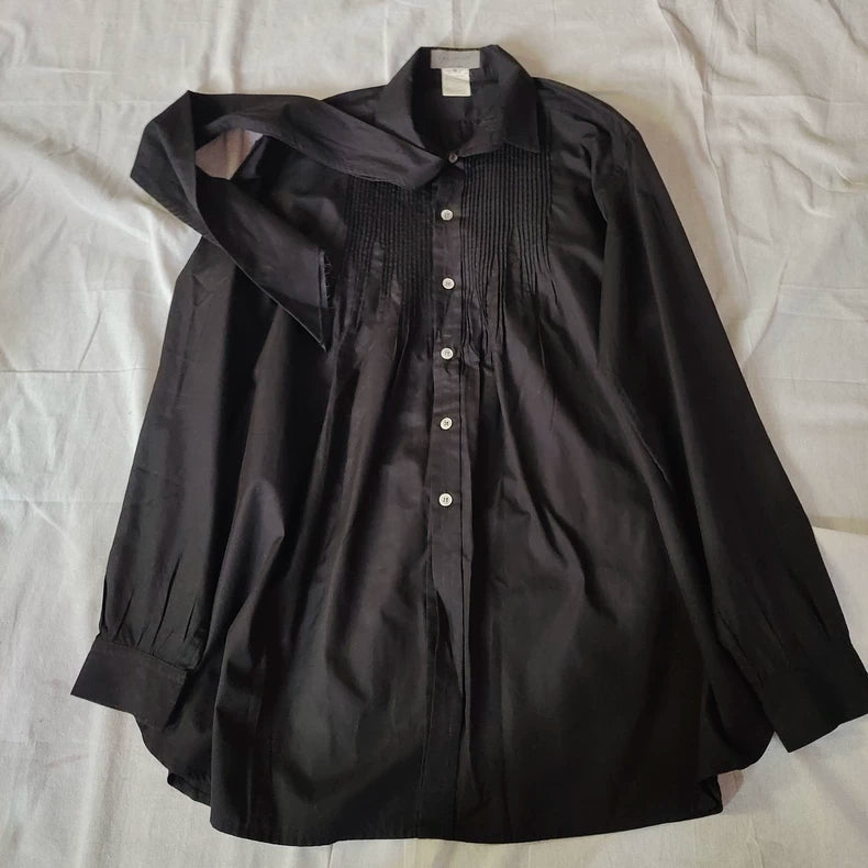 Black Pleated Collar Shirt by Yohji Yamamoto