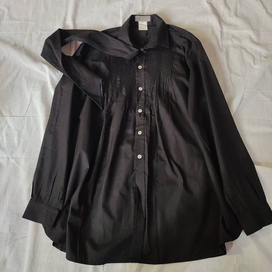 Black Pleated Collar Shirt by Yohji Yamamoto