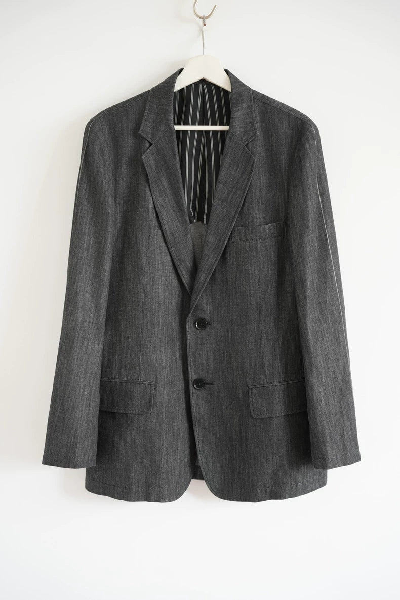 Yohji Yamamoto Striped Sleeve White Line Blazer