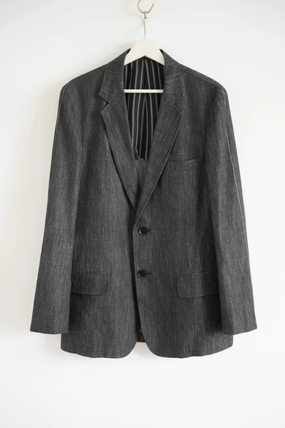 Yohji Yamamoto Striped Sleeve White Line Blazer