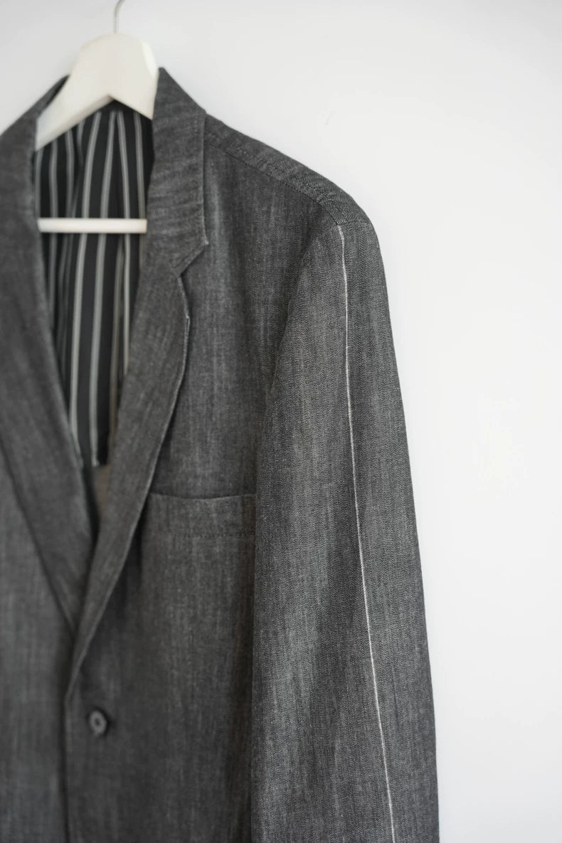 Yohji Yamamoto Striped Sleeve White Line Blazer