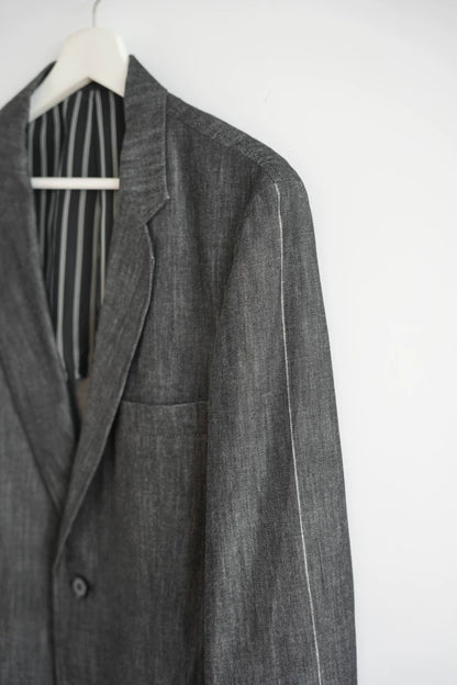 Yohji Yamamoto Striped Sleeve White Line Blazer