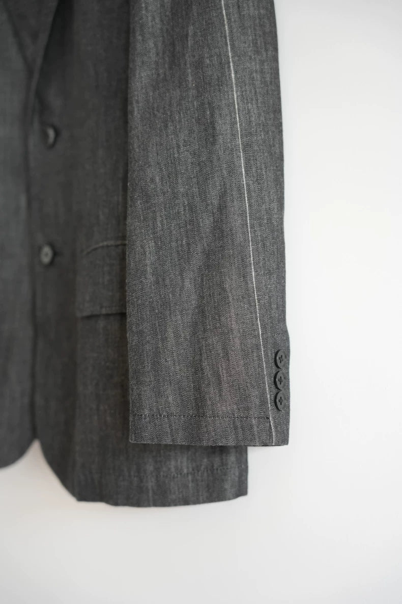 Yohji Yamamoto Striped Sleeve White Line Blazer