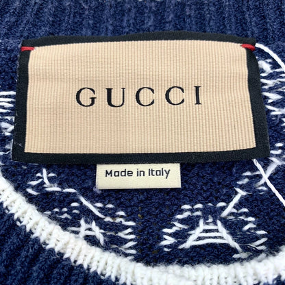 Gucci Navy Logo Knit Cardigan Sweater