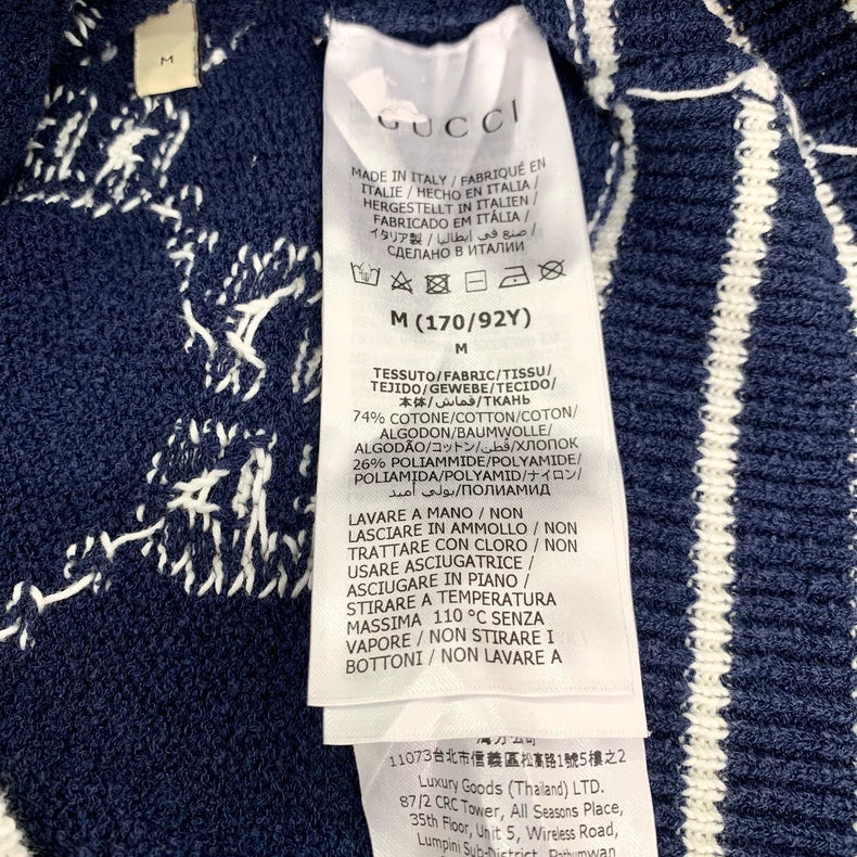 Gucci Navy Logo Knit Cardigan Sweater