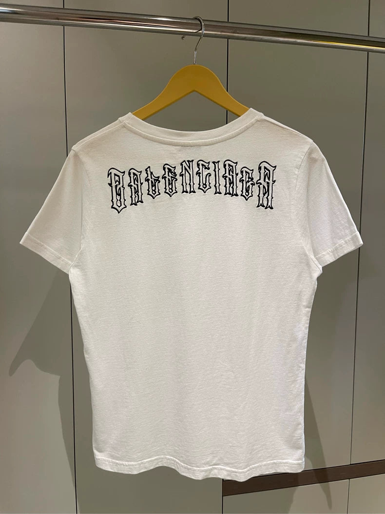 Balenciaga Embroidered Logo Short Sleeve T-Shirt