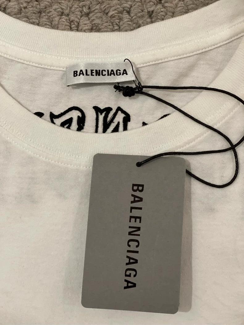 Balenciaga Embroidered Logo Short Sleeve T-Shirt