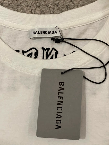 Balenciaga Embroidered Logo Short Sleeve T-Shirt