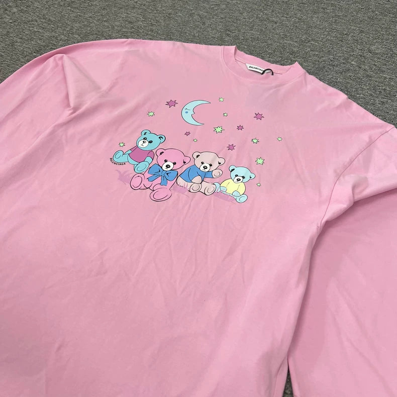 Balenciaga Pink Long Sleeve Bear T-Shirt