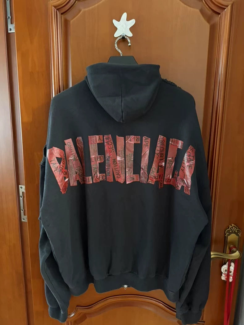 Balenciaga Red Tape Hoodie Jacket-yf