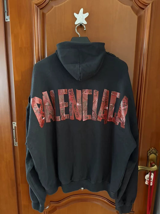 Balenciaga Red Tape Hoodie Jacket-yf