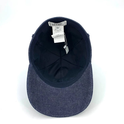 Hermes Dark Blue Cotton Baseball Cap