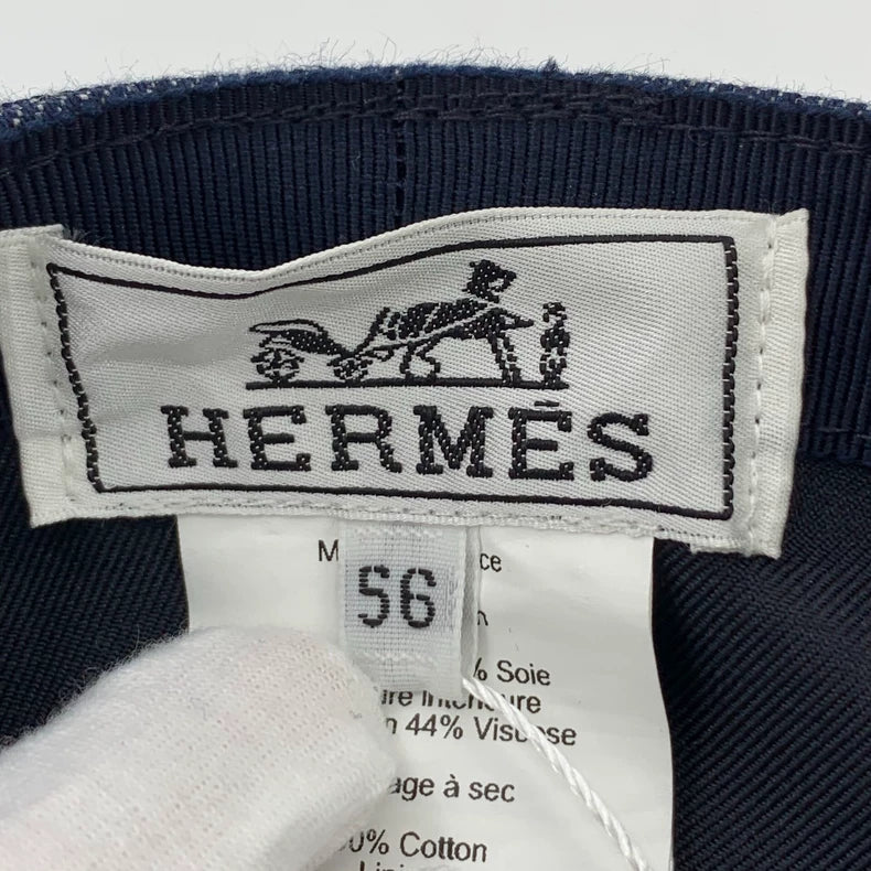 Hermes Dark Blue Cotton Baseball Cap