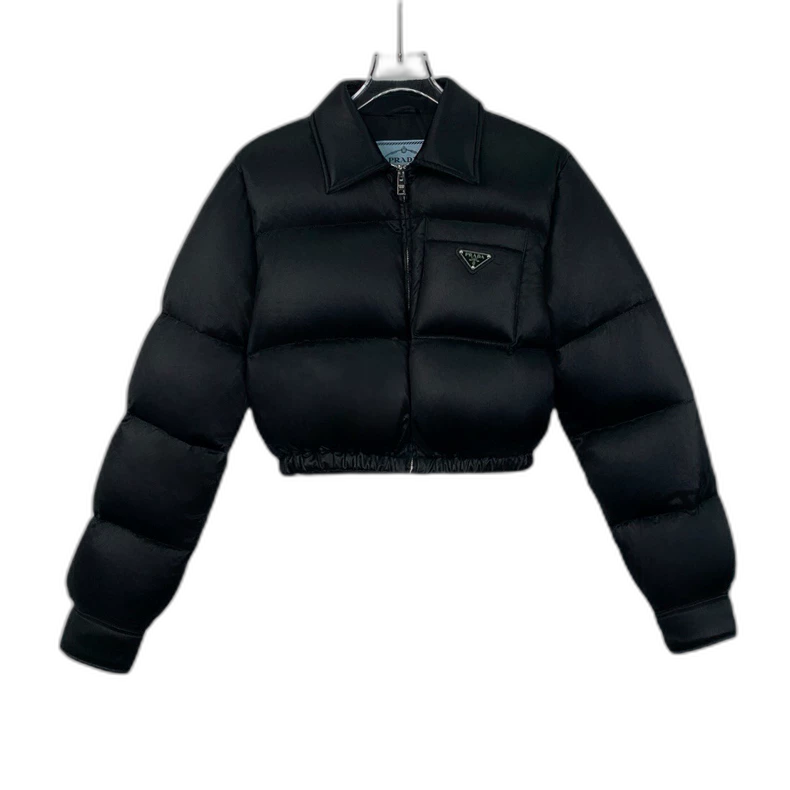 Prada Black Puffer Jacket with Triangle Logo