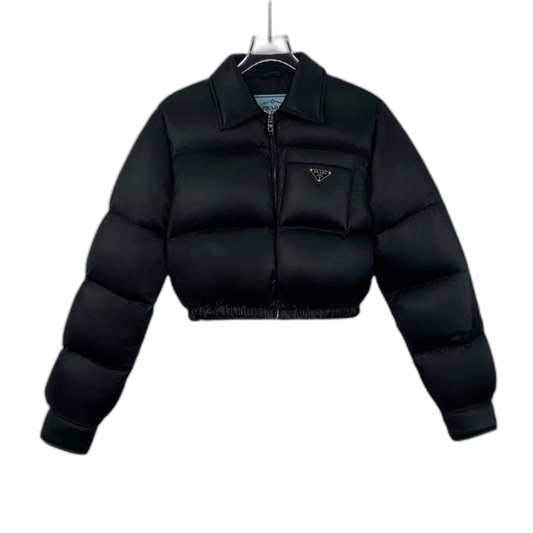 Prada Black Puffer Jacket with Triangle Logo