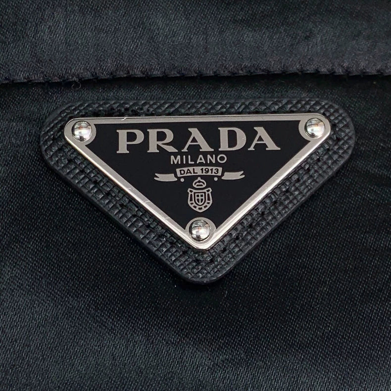 Prada Black Puffer Jacket with Triangle Logo
