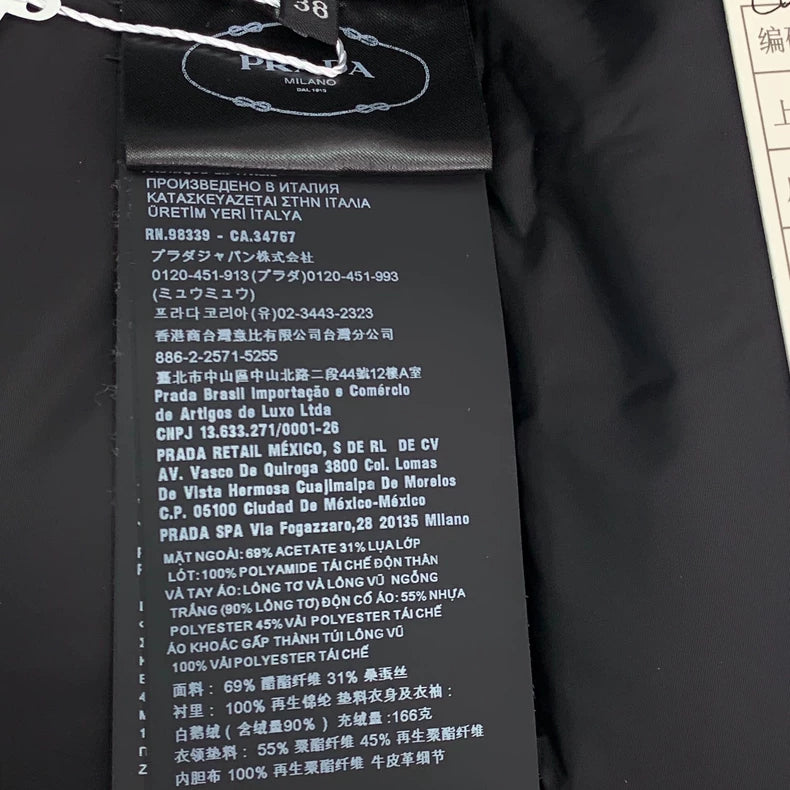 Prada Black Puffer Jacket with Triangle Logo