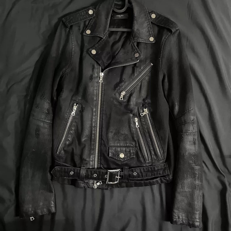Black Suede Biker Jacket by Amiri