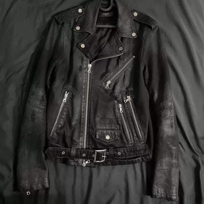 Black Suede Biker Jacket by Amiri