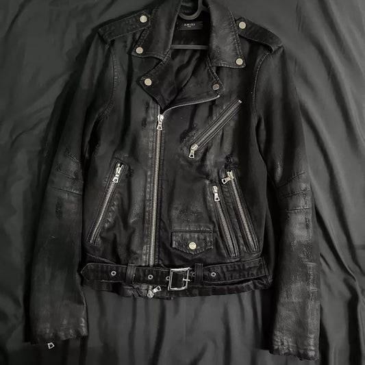 Black Suede Biker Jacket by Amiri