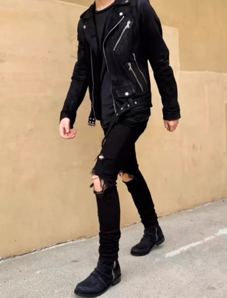 Black Suede Biker Jacket by Amiri